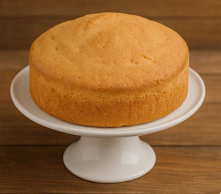 Freshly baked homemade cake on a cake stand